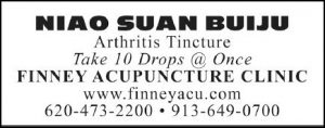 Finney Acupuncture Clinic in Kansas City offers New Arthritis Tincture: NIAO SUAN BUIJU